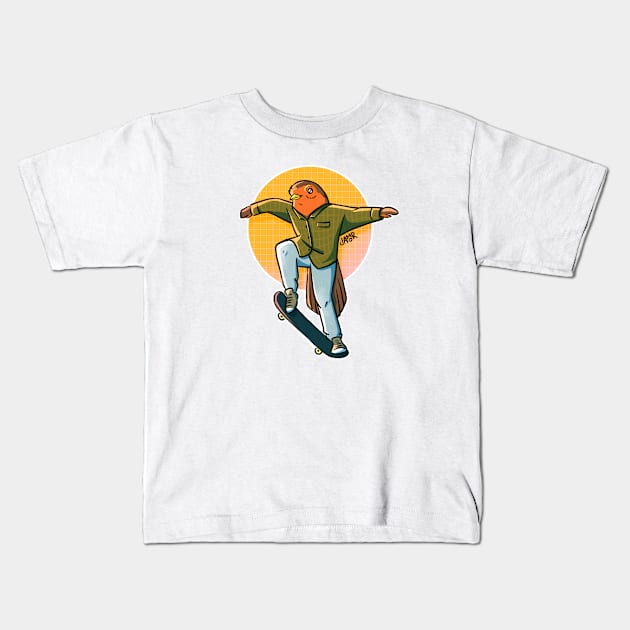 Skate Robin Kids T-Shirt by jastinamor